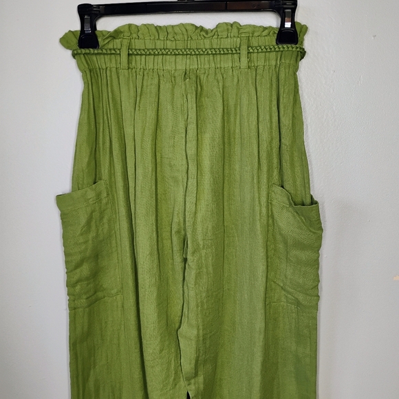 Wayan Natural Wear Cotton Cargo Pants Green Rope Waist Tie Travel Size Small - Picture 6 of 13
